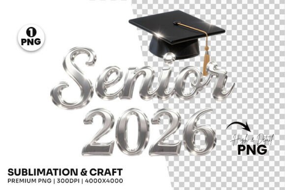 Download Senior 2026 Silver Graduation Cap Design - Design Collection
