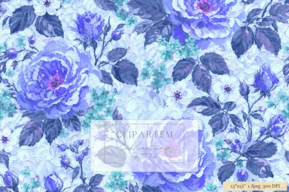 Download Vintage Rose Blue Violet Floral Design - Design Collection