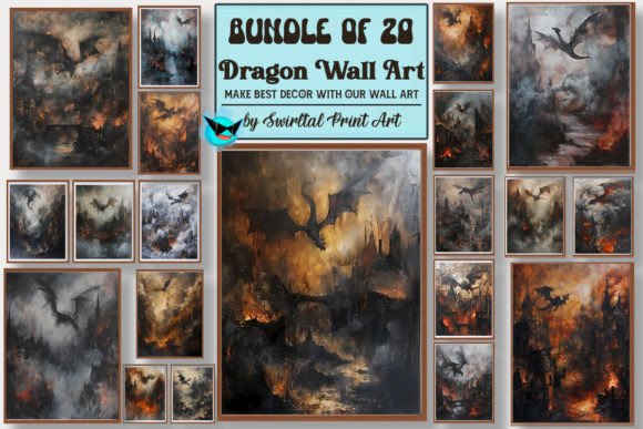 Download Oil Painting Dragon Wall Art Bundle - Premium Resources