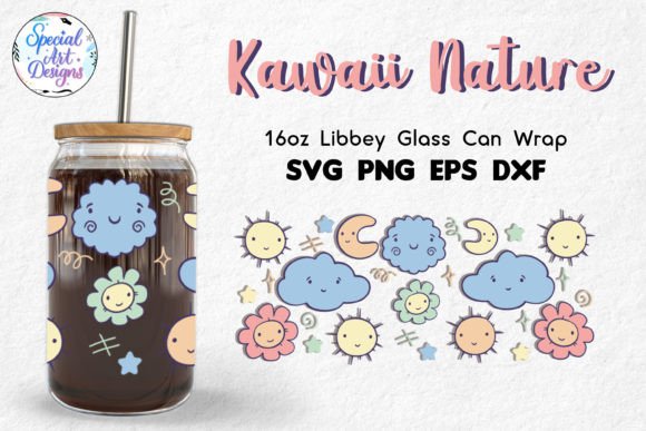 Download Kawaii Nature | 16oz Glass Can Wrap - Kawaii nature Collection