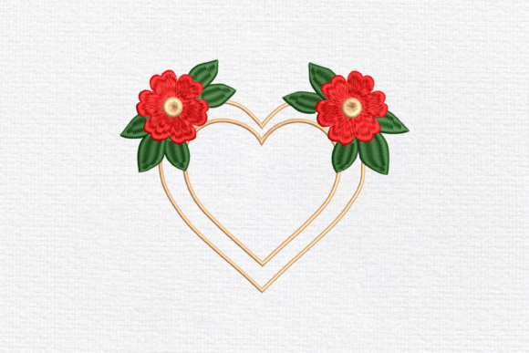 Download Floral Heart Frame Embroidery Design - Design Collection